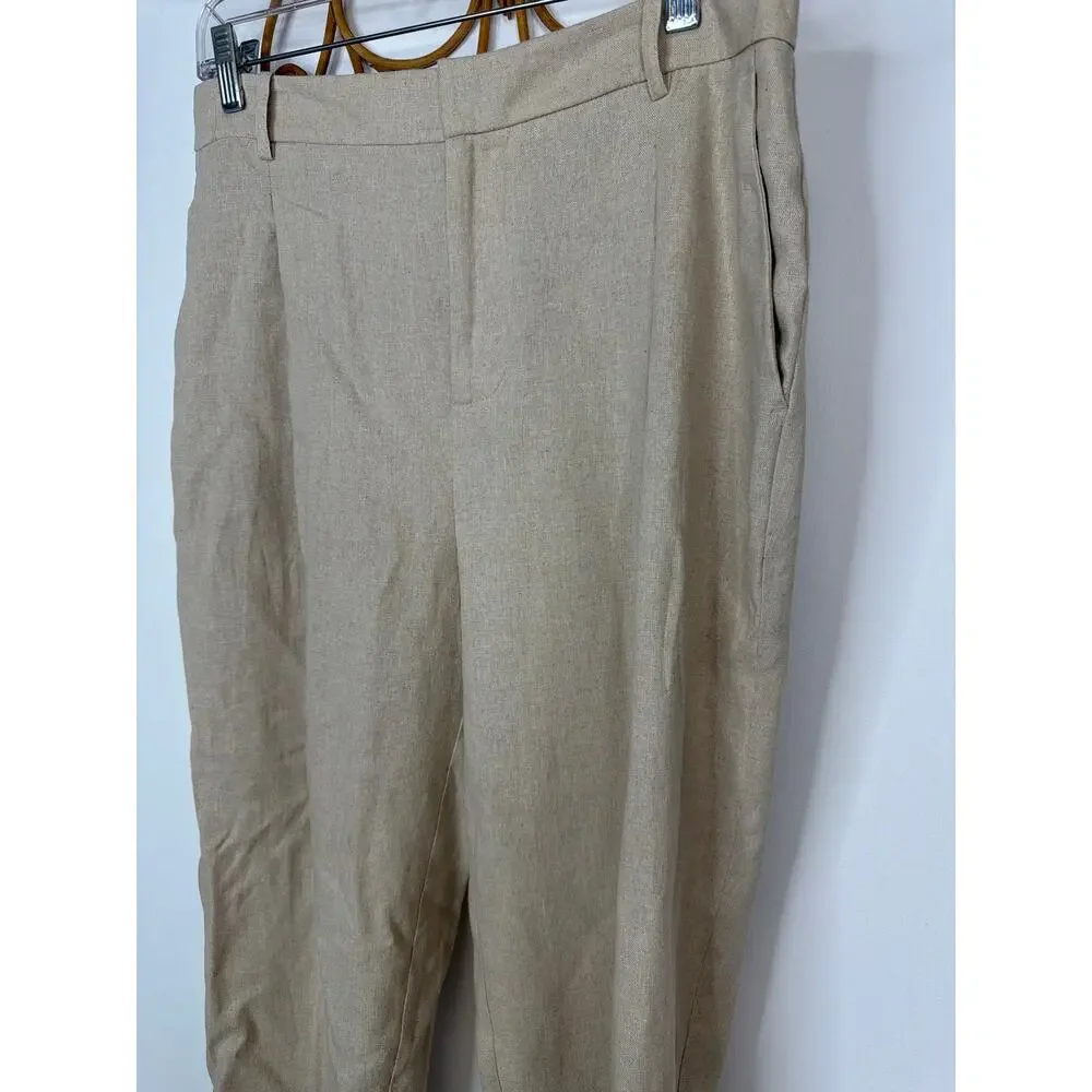 Zara women's linen blend crop pants M